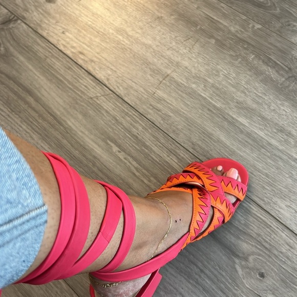 PLV Women's Vibrant Pink and Orange Sandals 8 - Picture 9 of 9